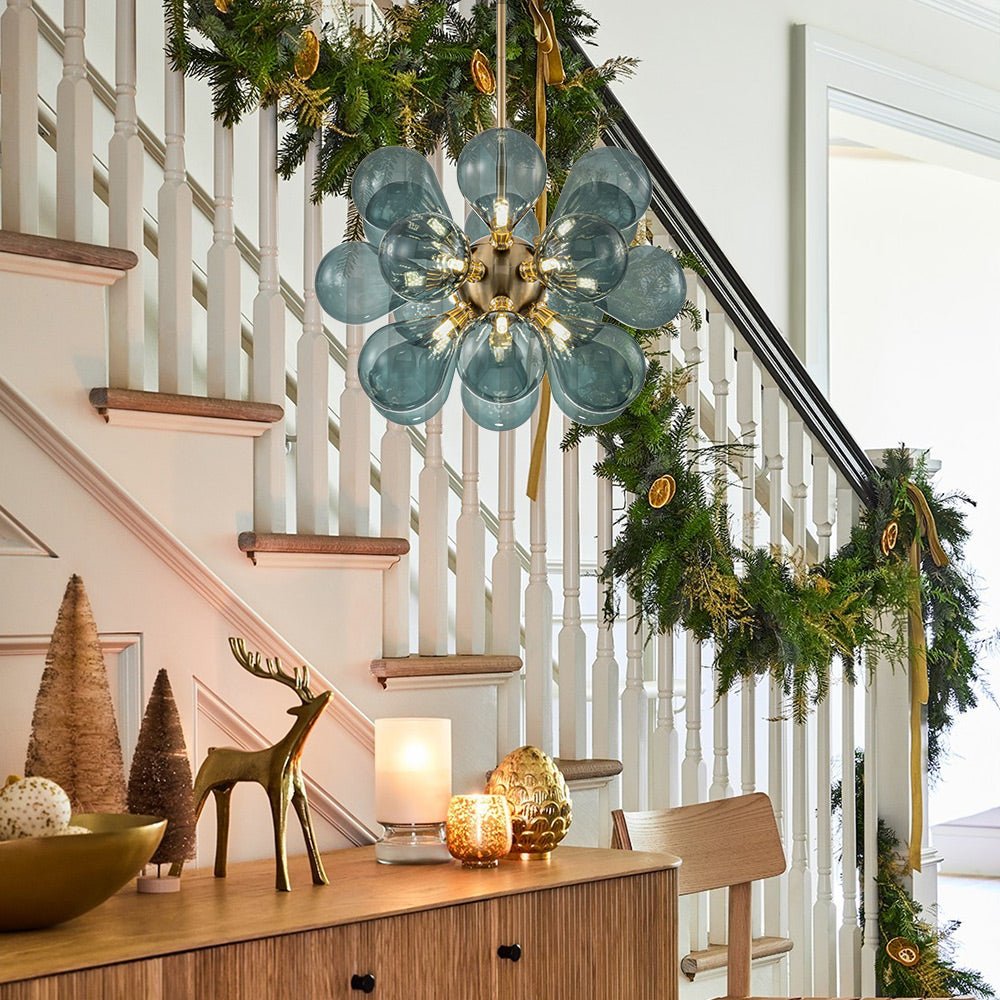 Син Стъклен Полилей с Балони - Клъстер